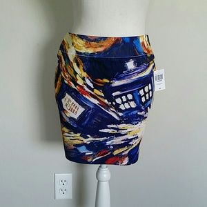 NWT Doctor Who Van Gogh Tardis Mini Skirt-M